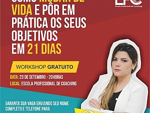 Workshop gratuito de Coaching  oferecido em Campo Grande com vagas limitadas
